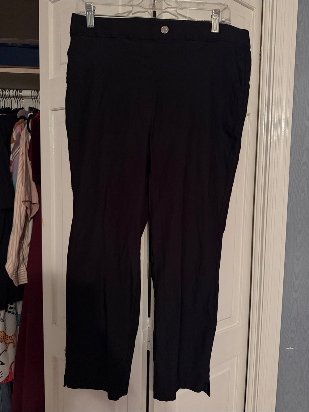 Rafaella Black Pull-On Straight Leg Trousers